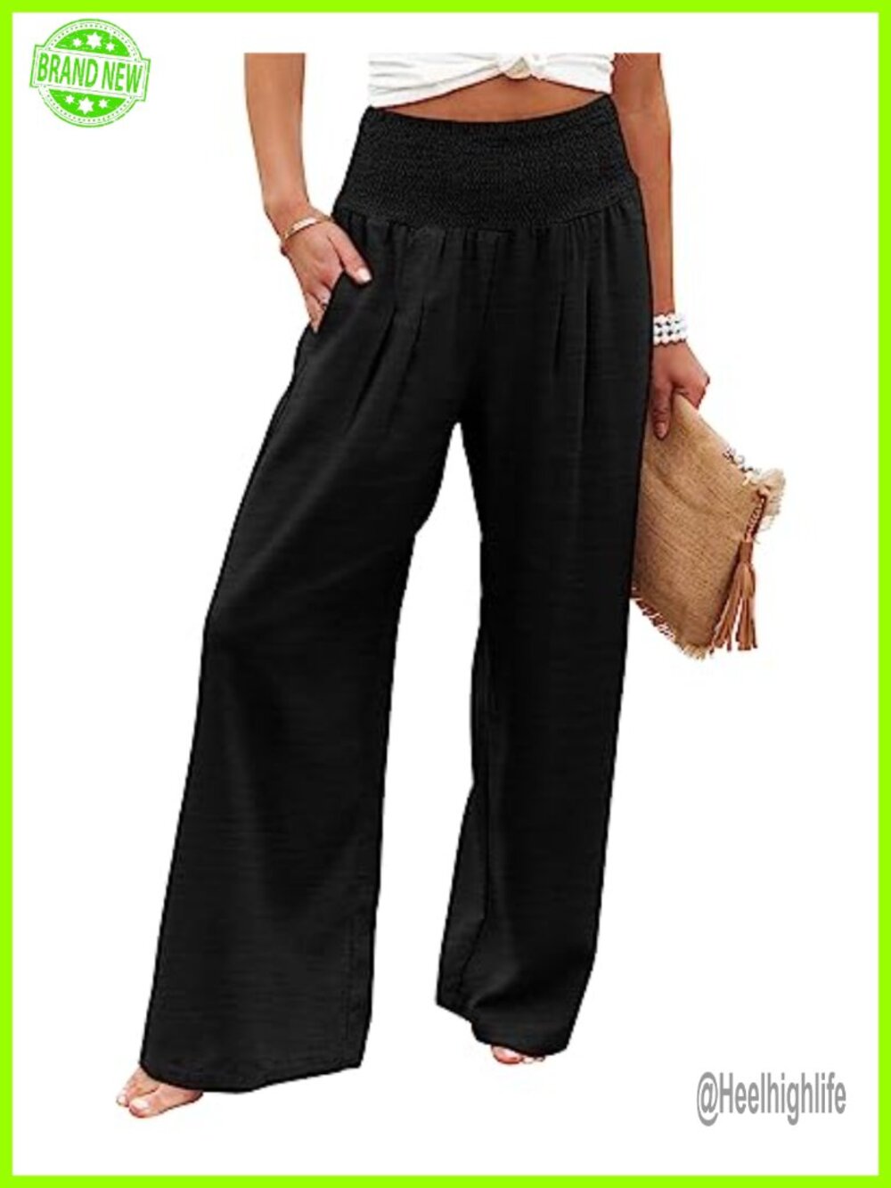 Womens High Waisted Wide Leg Palazzo Lounge Pants with Pockets